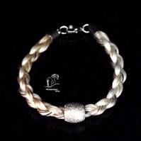 Pferdehaararmband rund geflochten, Fassperle