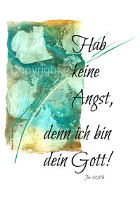 Christliche Karte Hab keine Angst, denn ich bin dein Gott Jesaja 41,10