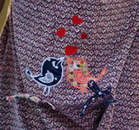 Stickdatei Embroidery kostenlos free Freebie Applikation doodle bird Vogel Kuss kiss Liebe love