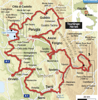 Reiseroute »UMBRIEN«, ges. 750 km