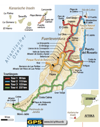 Reiseroute »FUERTEVENTURA«, ges. 600 km