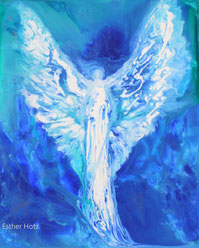 Ein strahlend blau gemalter Erzengel Michael