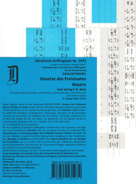 Landesgesetze - Dürckheim Verlag München - Griffregister