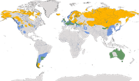 Karte zur Verbreitung der Gattung der Schwäne (Cygnus)