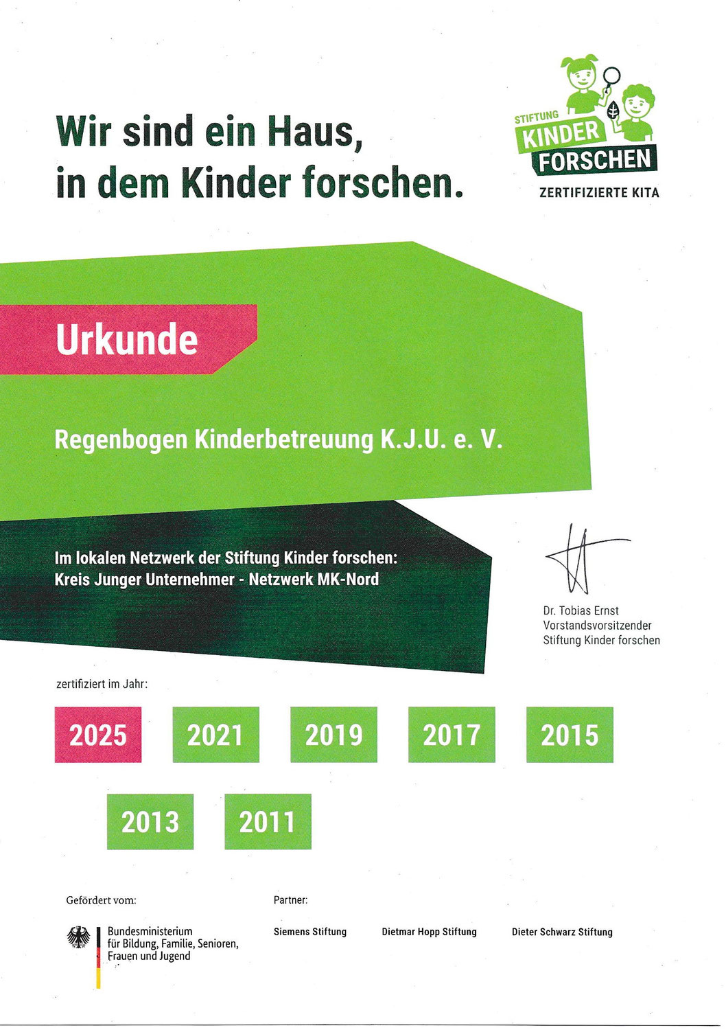 Urkunde Kinder Forschen