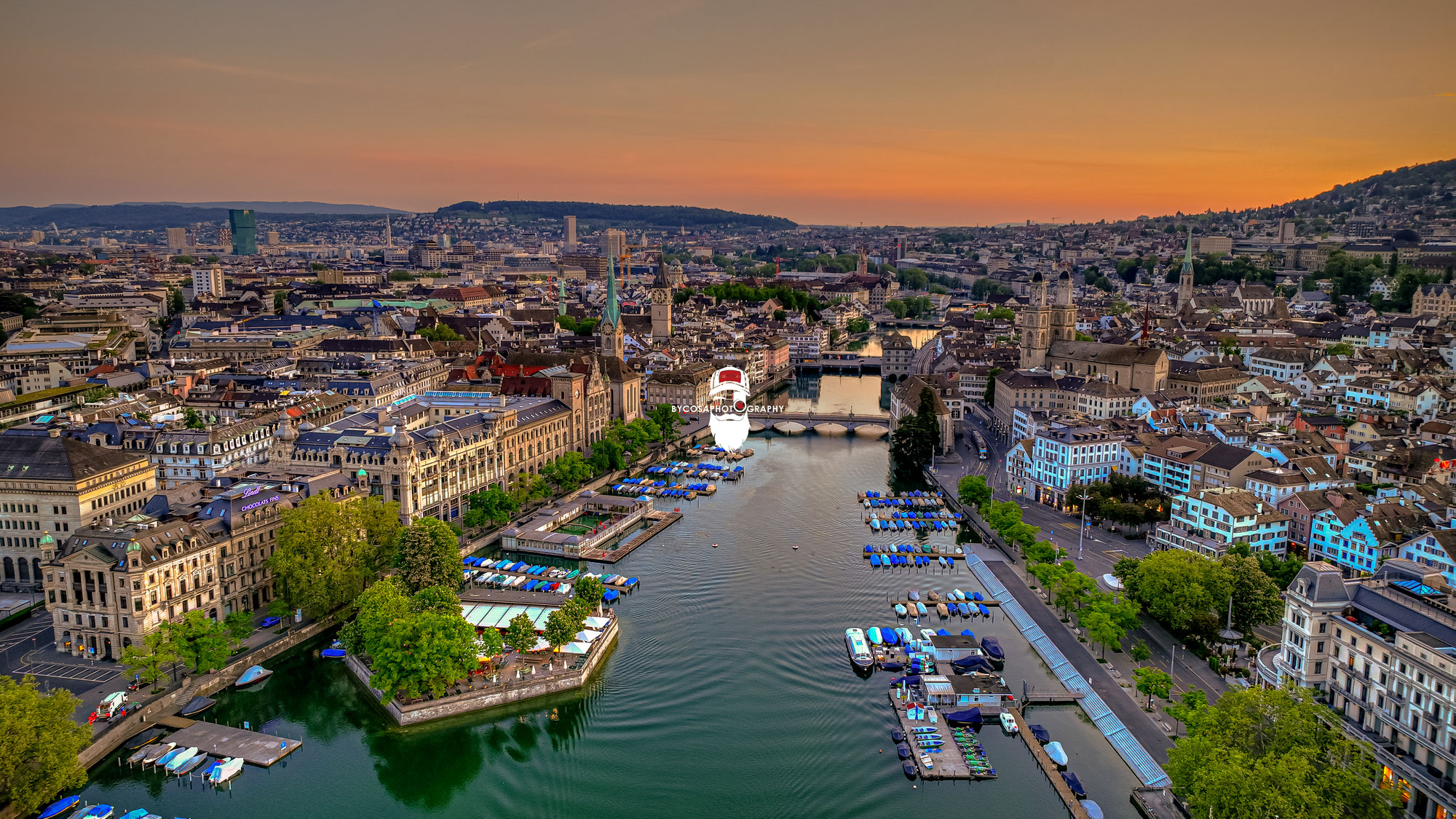 Zürich mit Sonnenkuss