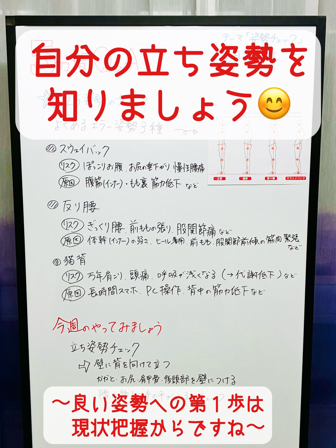 自分の立ち姿勢を知りましょう  〜良い姿勢への第１歩は現状把握からですね〜