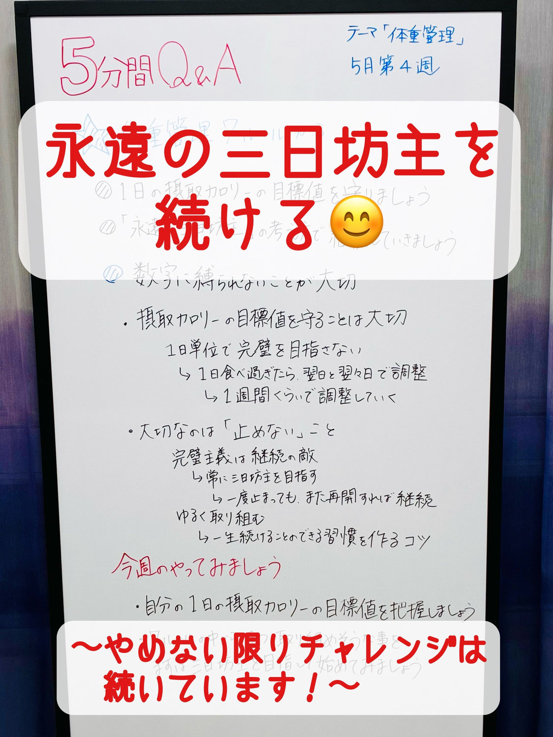 永遠の三日坊主を続ける  〜やめない限りチャレンジは続いています！〜