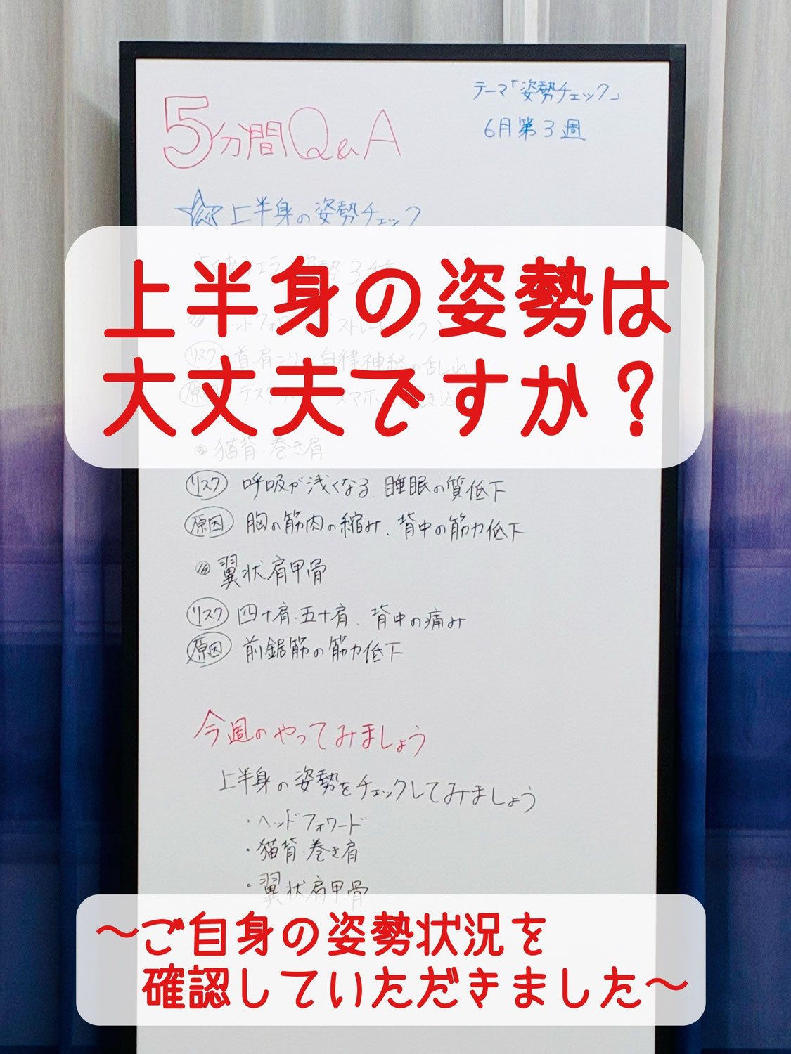 上半身の姿勢は大丈夫？  〜ご自身の姿勢状況を確認していただきました〜