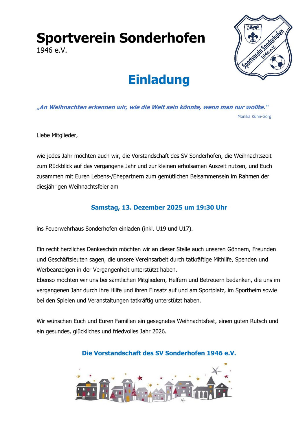Einladung zur Weihnachtsfeier