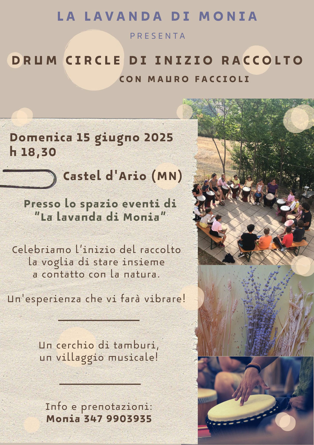 Drum Circle tra la lavanda a Mantova