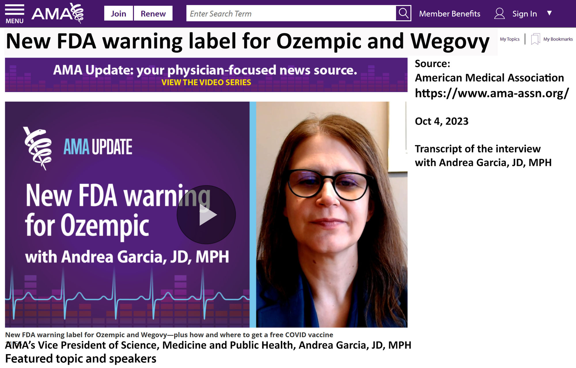 Ozempic / Wegovy new FDA Warning Label