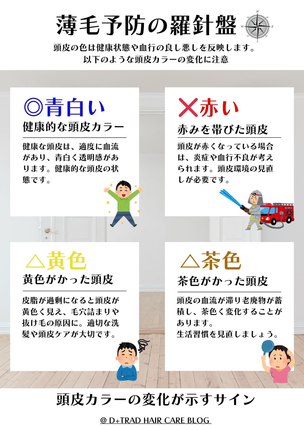 ブログ：薄毛予防の羅針盤！頭皮カラーと抜け毛対策