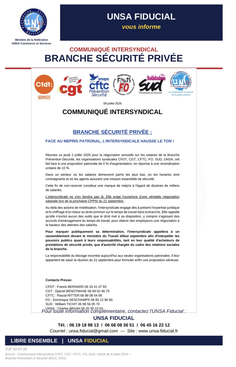 Salaires : l'UNSA, avec l'intersyndicale, hausse le ton