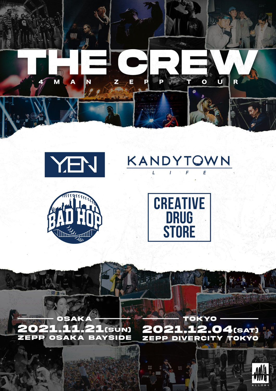 11/21（sun）＠Zepp OSAKA Bayside、12/4（sat）＠Zepp Diver City  "THE CREW" にCreativeDrugStoreが出演。