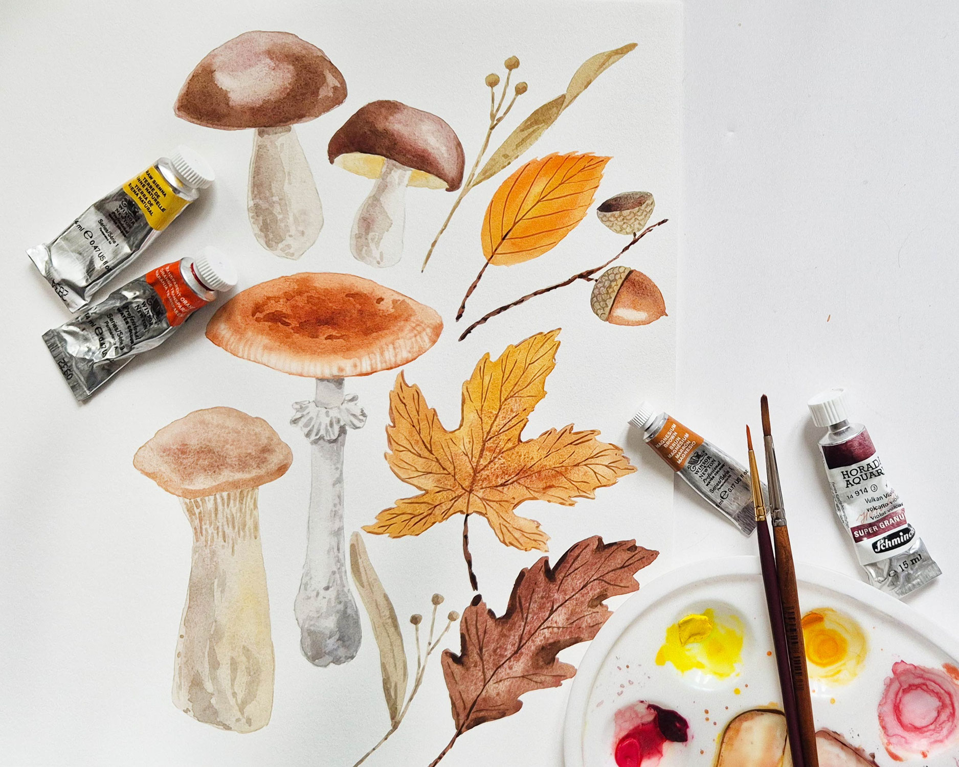 Herbstliches Aquarellvergnügen