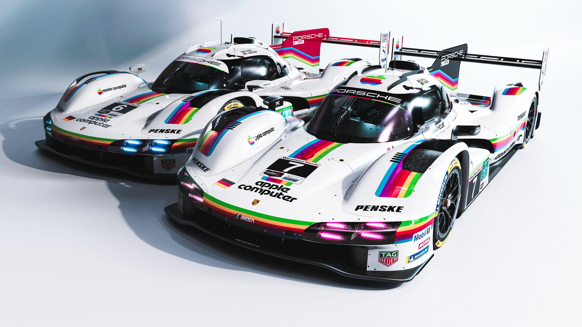Porsche startet in Laguna Seca im historischen Design von Apple