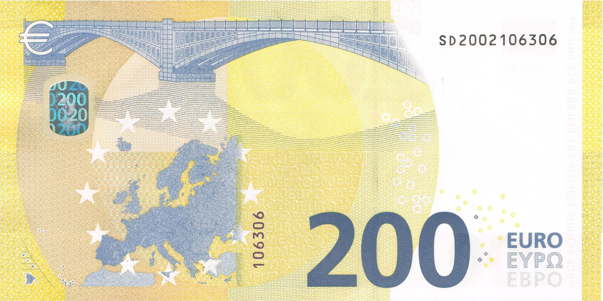 200e billet : La géographie du billet de 200 euros