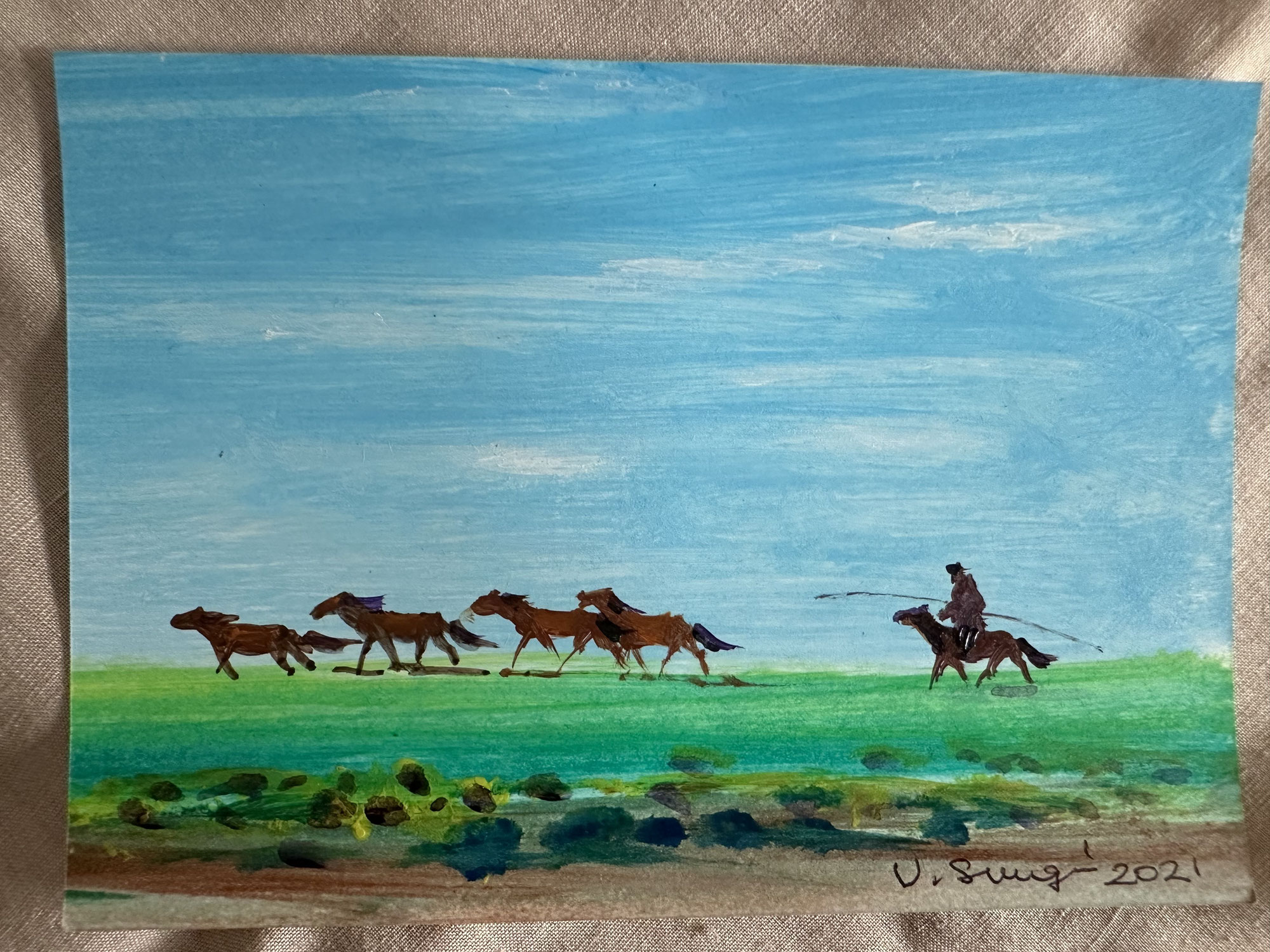 モンゴルの風景原画