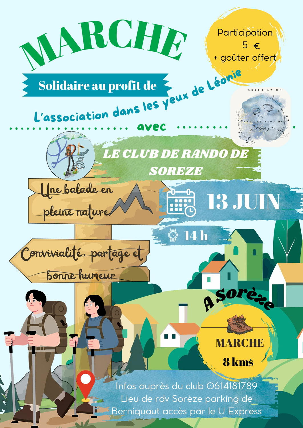 Samedi 13 juin 2026 - Randonnée au profit de l'association "Dans les yeux de Léonie" - Sorèze 