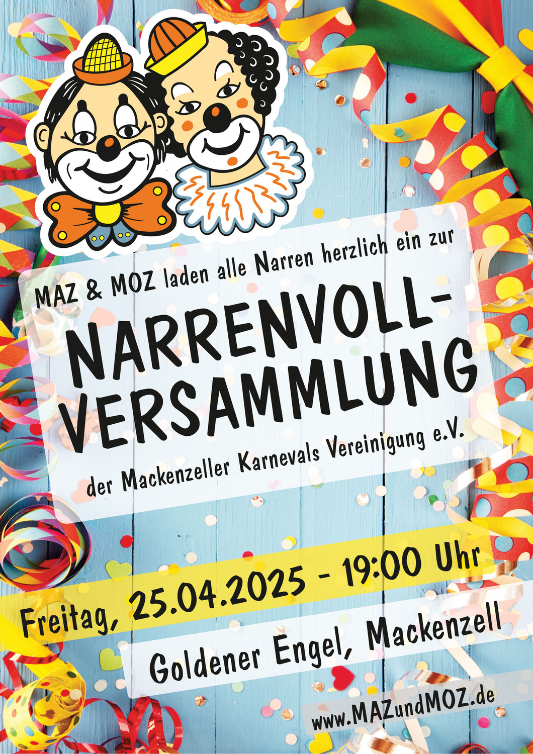 Einladung zur Narrenvollversammlung