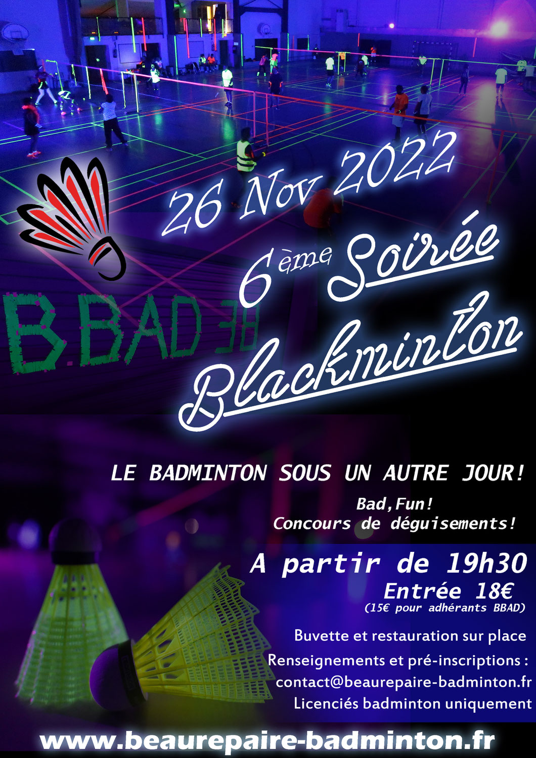 6ème édition 2022 de la BLACKMINTON de Beaurepaire