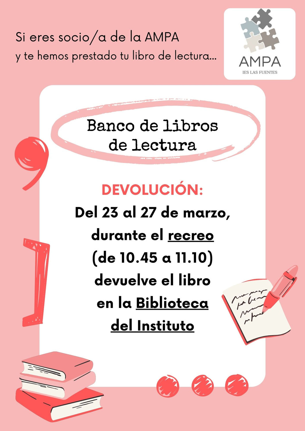 Devolución de los libros de lectura