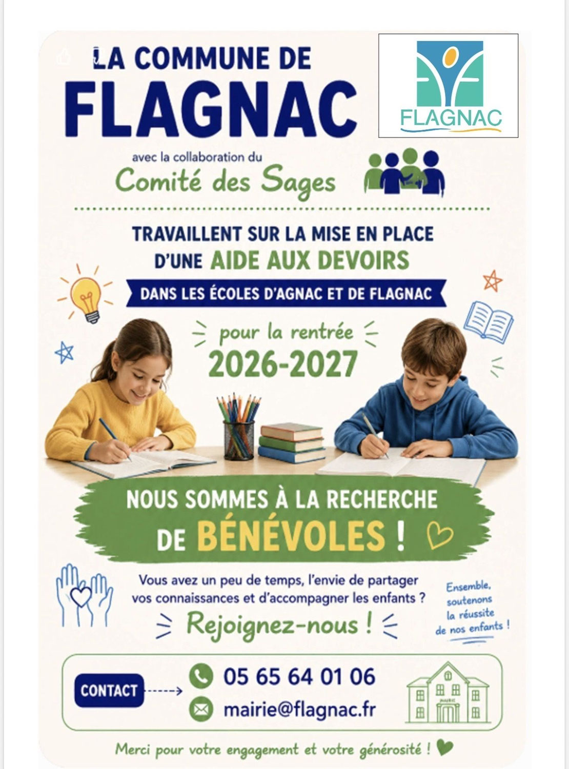 RECHERCHE BENEVOLES AIDE AUX DEVOIRS