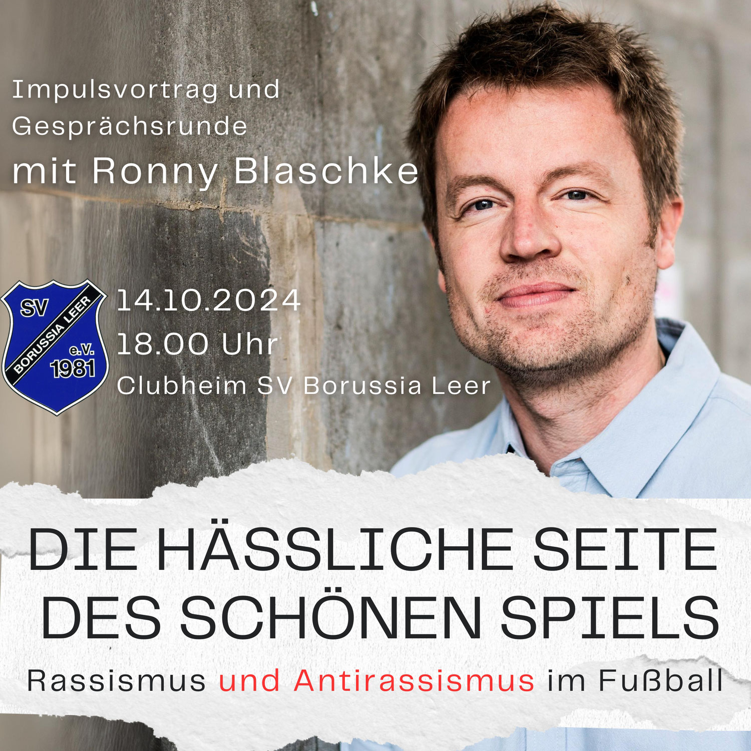 SAVE THE DATE! Ronny Blaschke zu Gast bei Borussia Leer