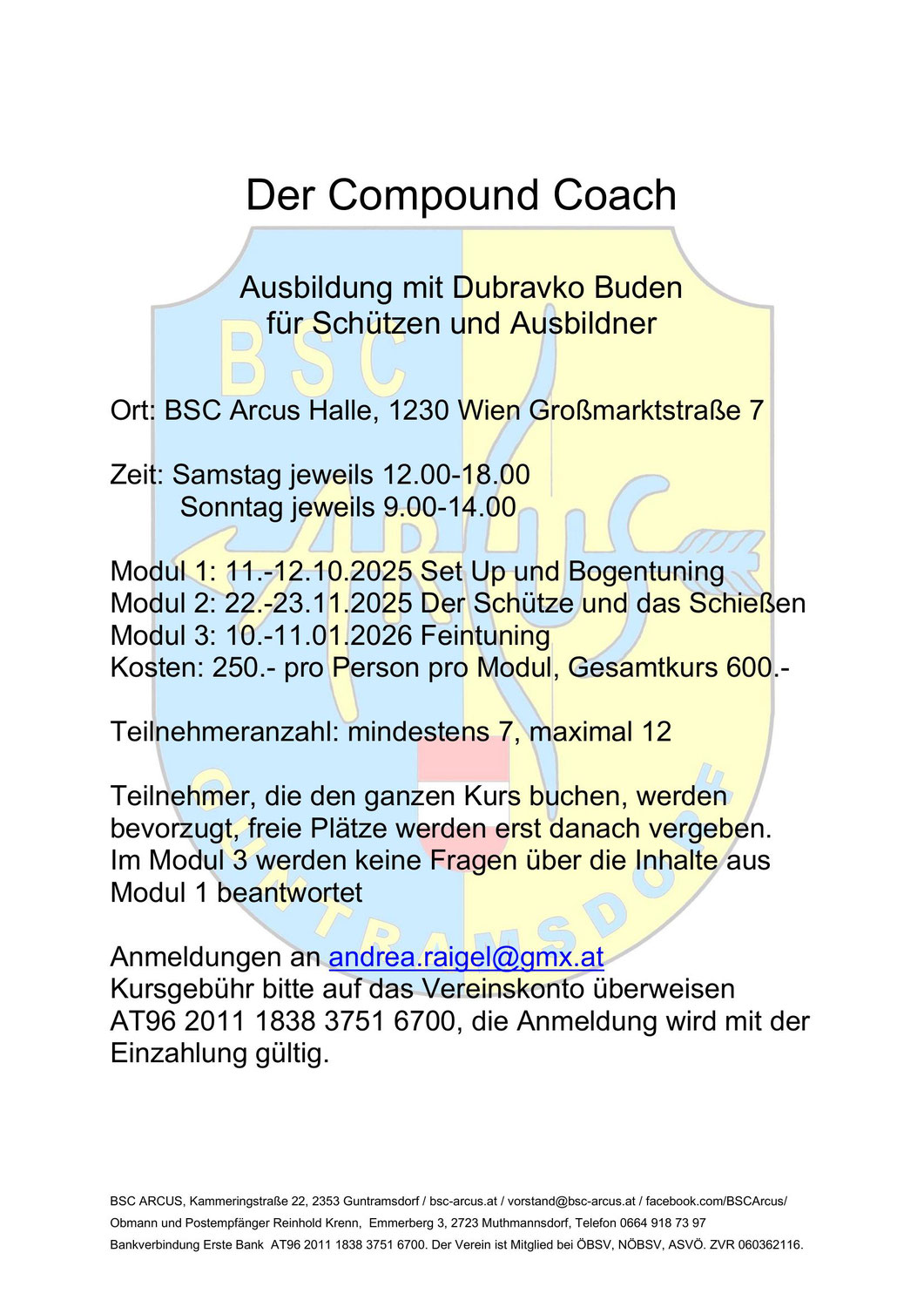Compound Coach – Ausbildung beim BSC Arcus