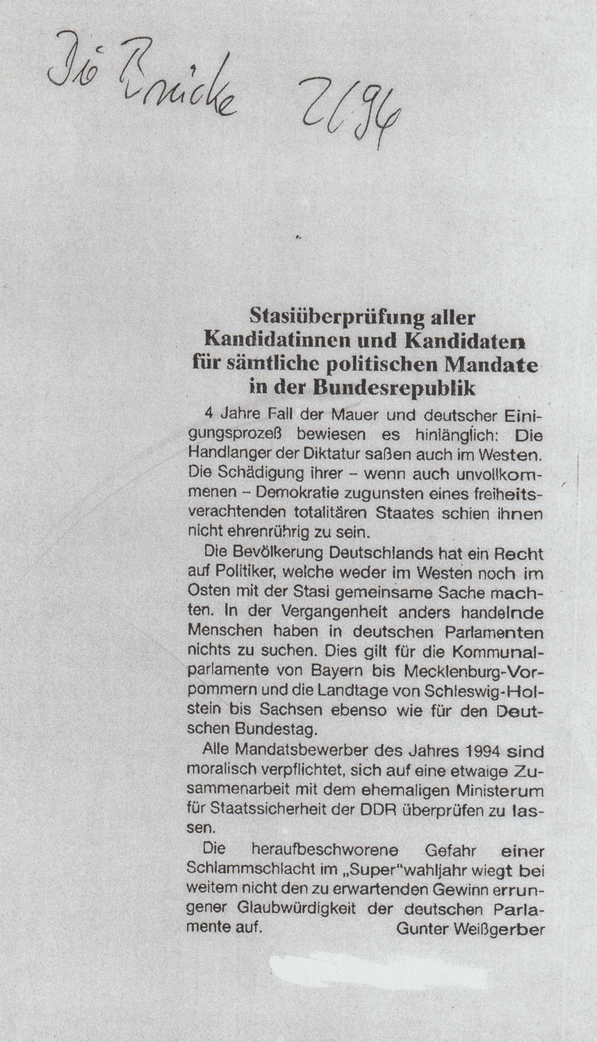 Stasiaktendiskussion 1993/94