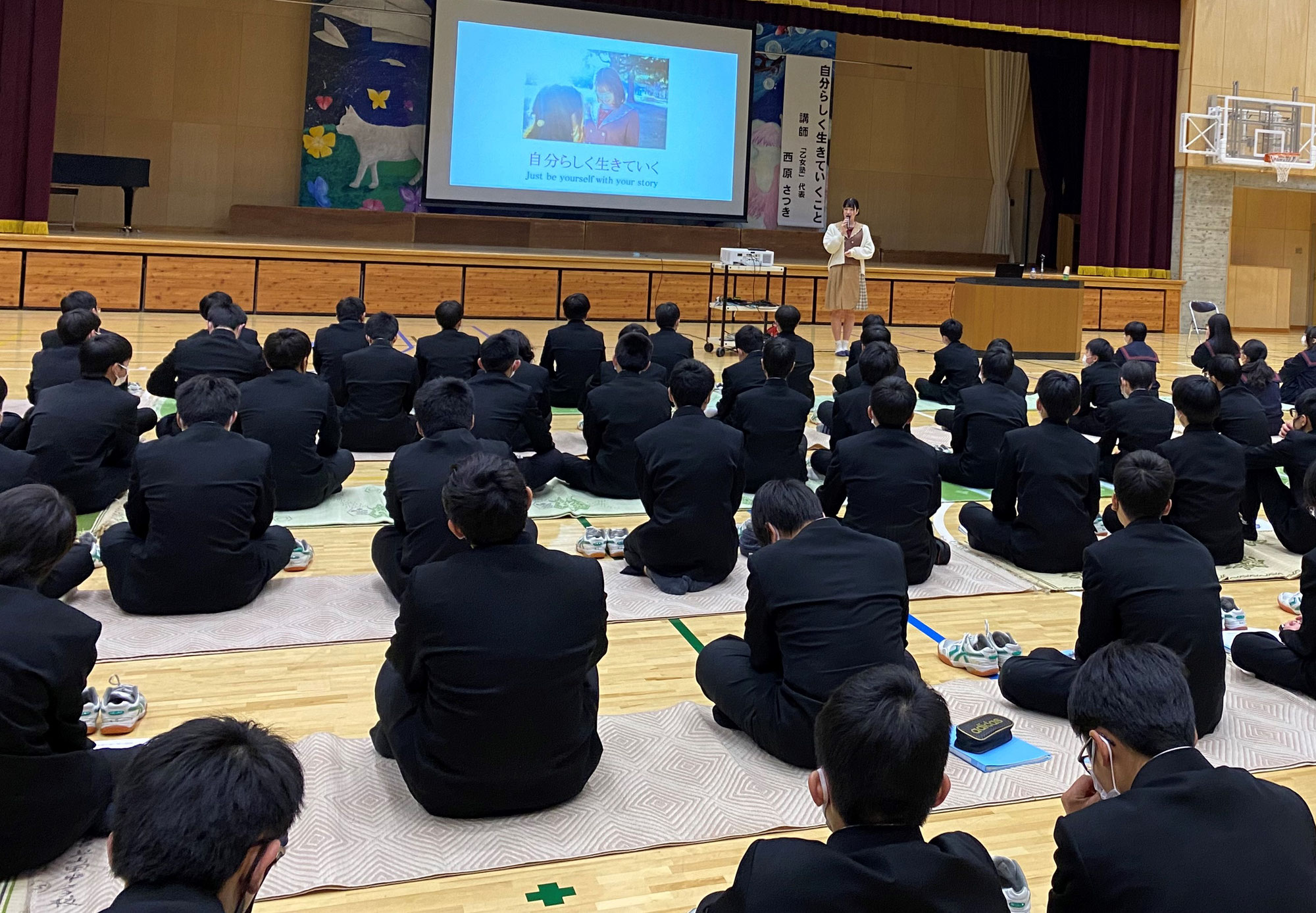 千曲市内の中学校にて西原さつきさん講演会が開催されました