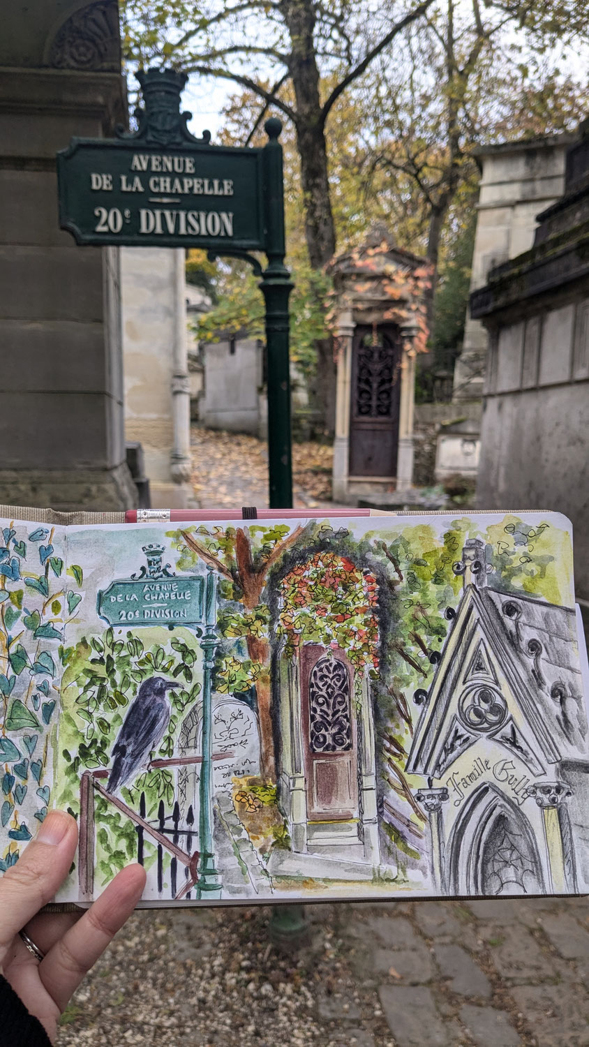 Carnet de voyage aquarelle au Père-Lachaise : Une expérience artistique et humaine