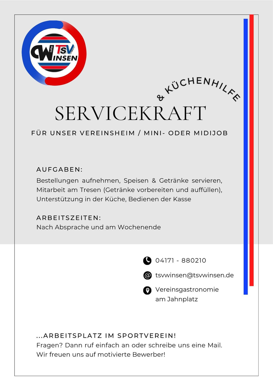 Gesucht - Servicekraft (w/m/d)