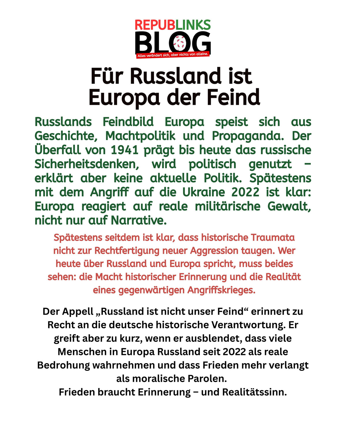 Antimilitarismus ersetzt keine Außenpolitik