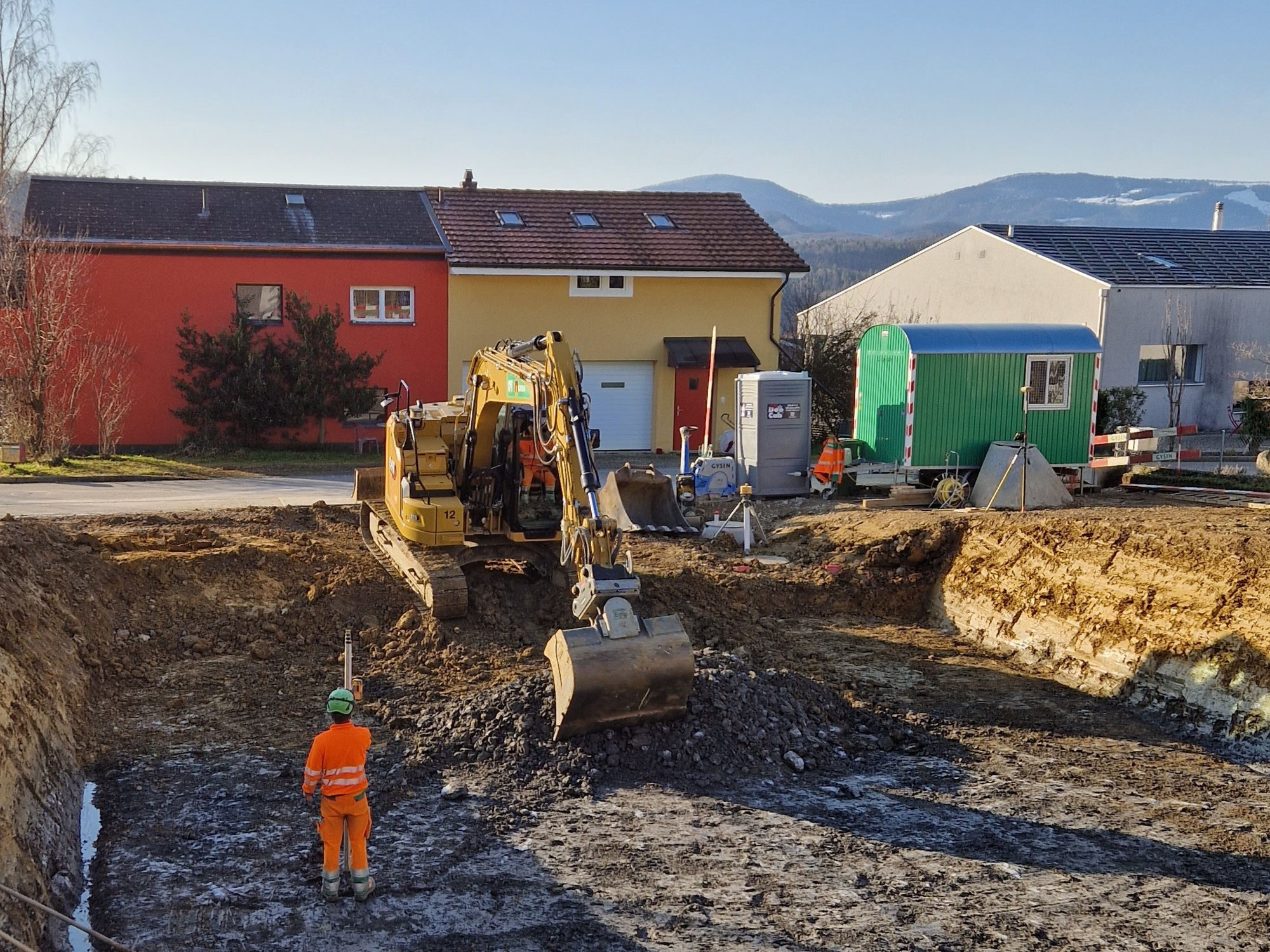 Aushub eines Einfamilienhauses in Seltisberg