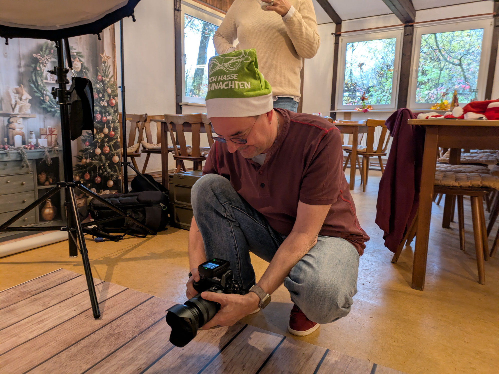Dackel Cafe mit Weihnachts-Foto-Shooting