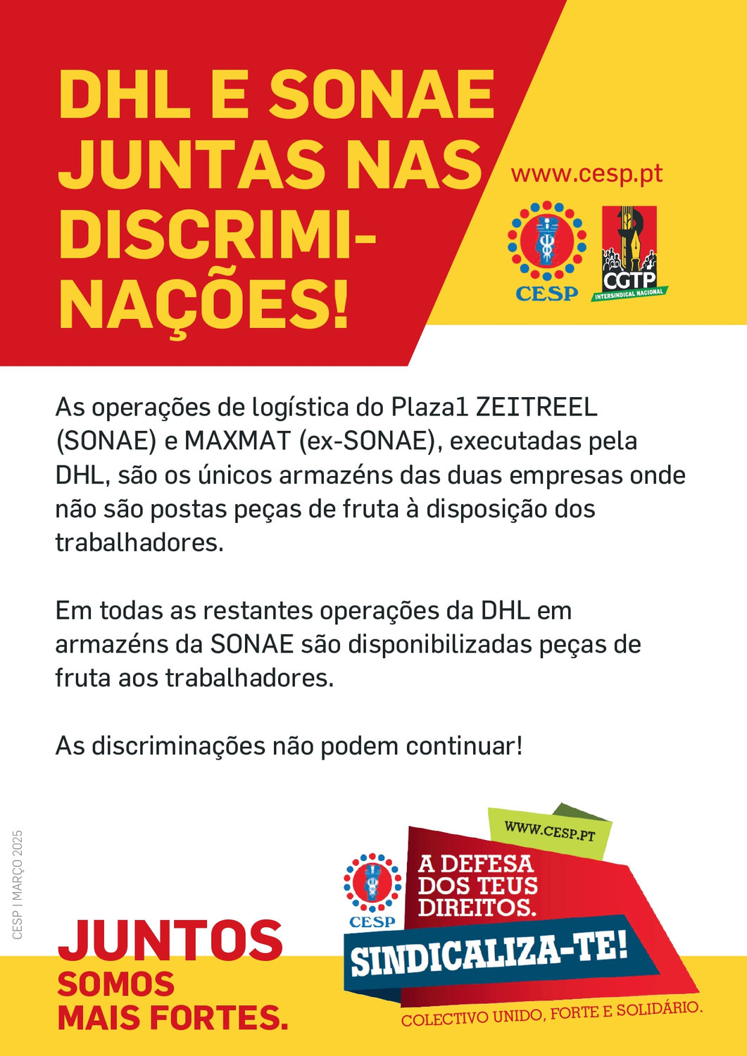 DHL E SONAE JUNTAS NAS DISCRIMINAÇÕES!