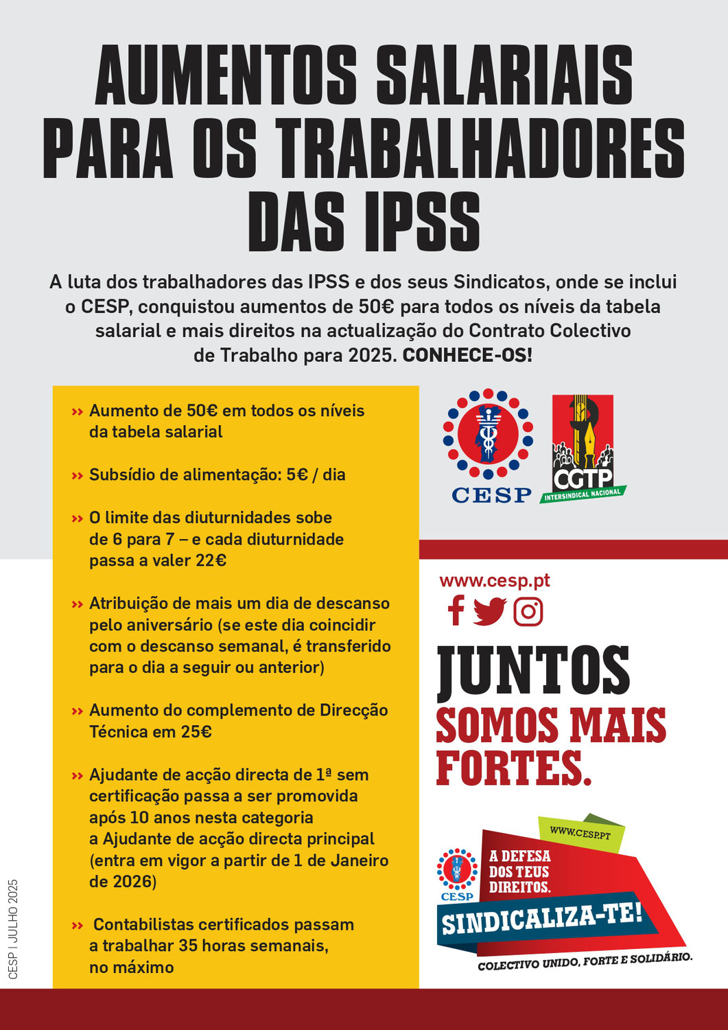 AUMENTOS SALARIAIS PARA OS TRABALHADORES DAS IPSS EM 2025