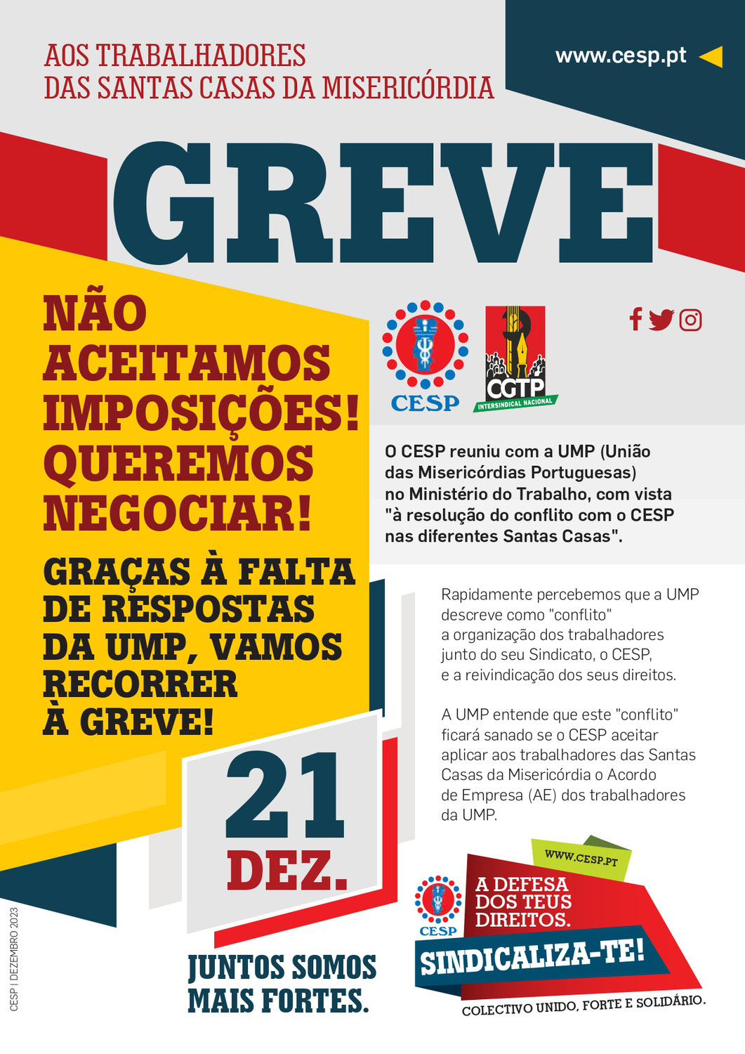 GREVE DOS TRABALHADORES DAS SANTAS CASAS DA MISERICÓRDIA | 21 DEZEMBRO