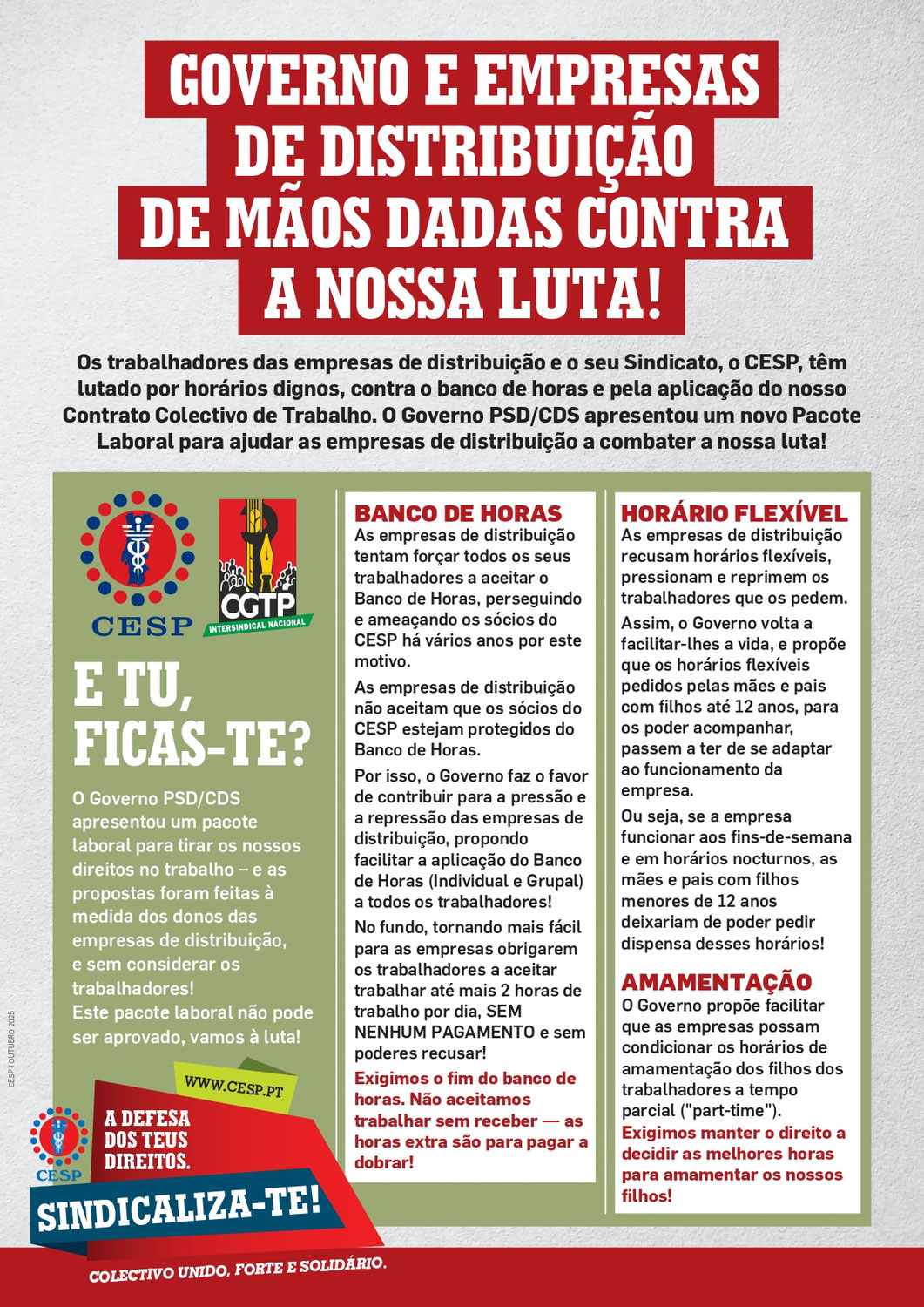 GOVERNO E EMPRESAS DE DISTRIBUIÇÃO DE MÃOS DADAS CONTRA A NOSSA LUTA! | GREVE PARA A MARCHA NACIONAL CONTRA O PACOTE LABORAL (8 NOVEMBRO)