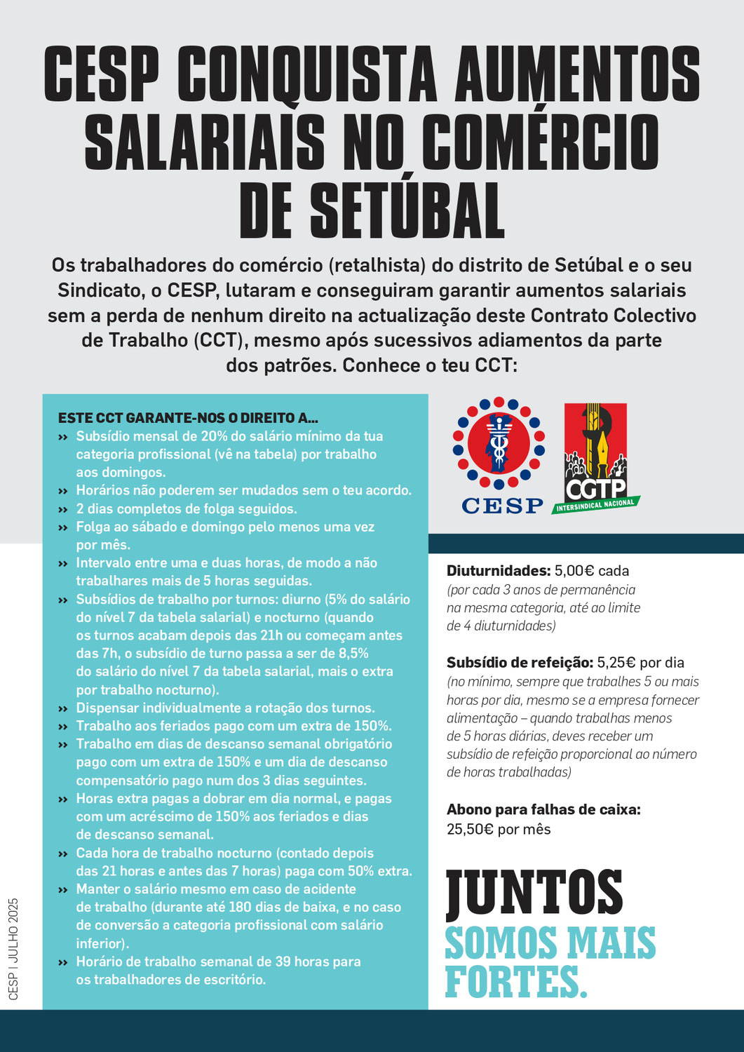 CESP CONQUISTA AUMENTOS SALARIAIS NO COMÉRCIO DE SETÚBAL