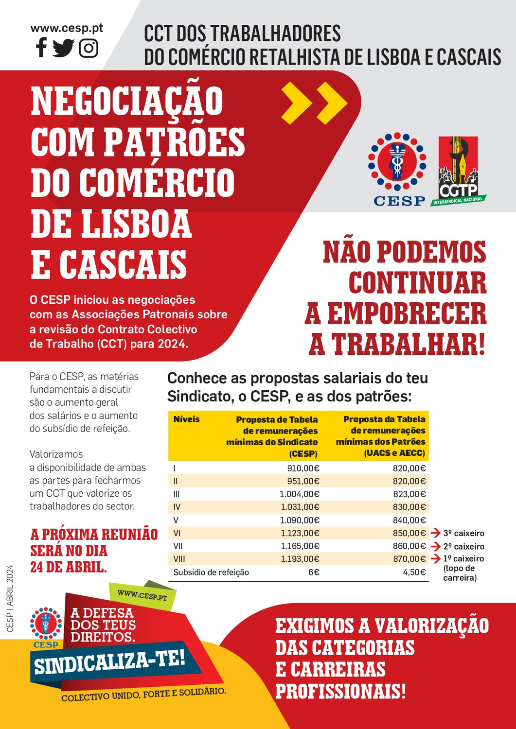 NEGOCIAÇÃO COM PATRÕES DO COMÉRCIO DE LISBOA E CASCAIS