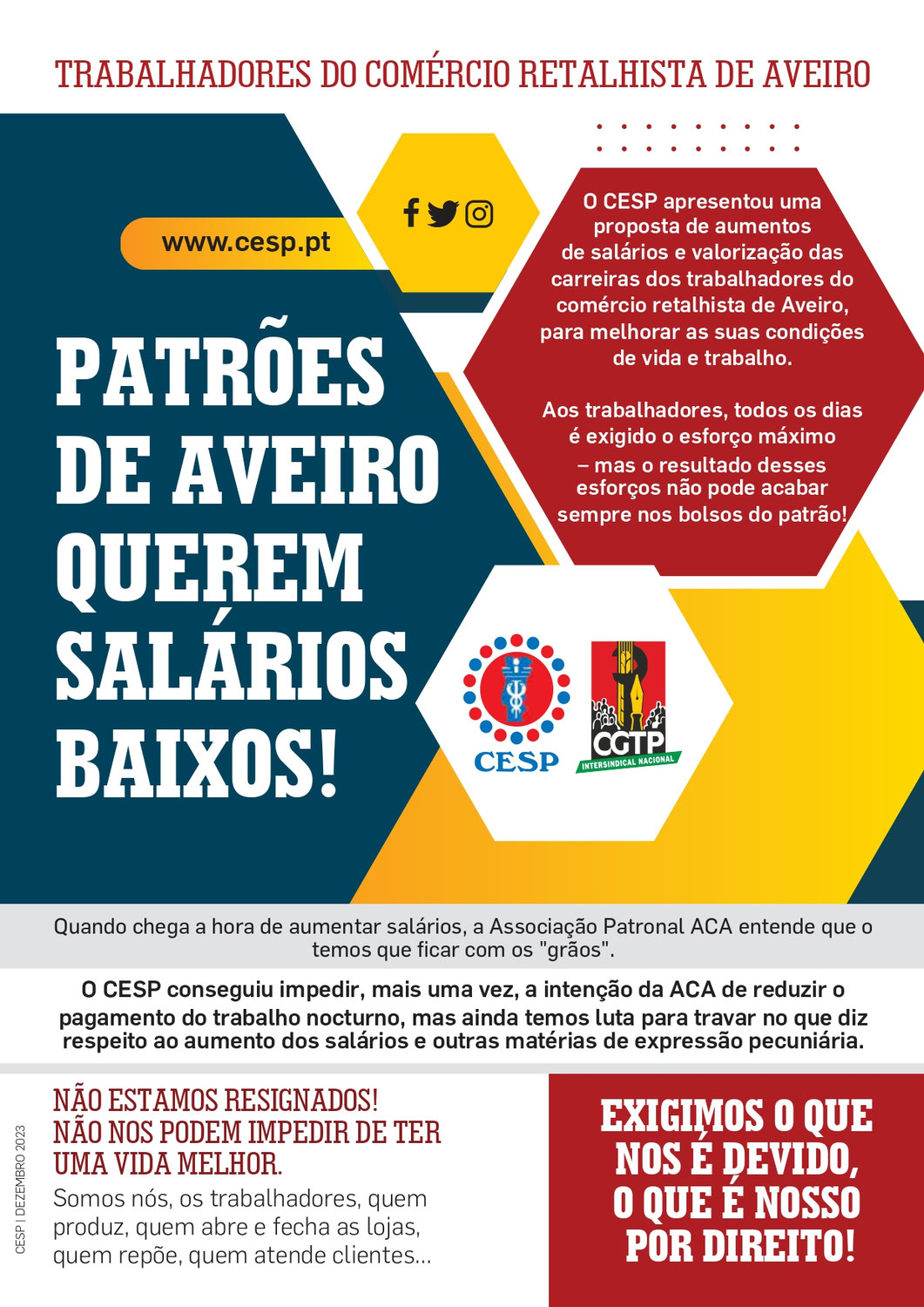 PATRÕES DE AVEIRO QUEREM SALÁRIOS BAIXOS!