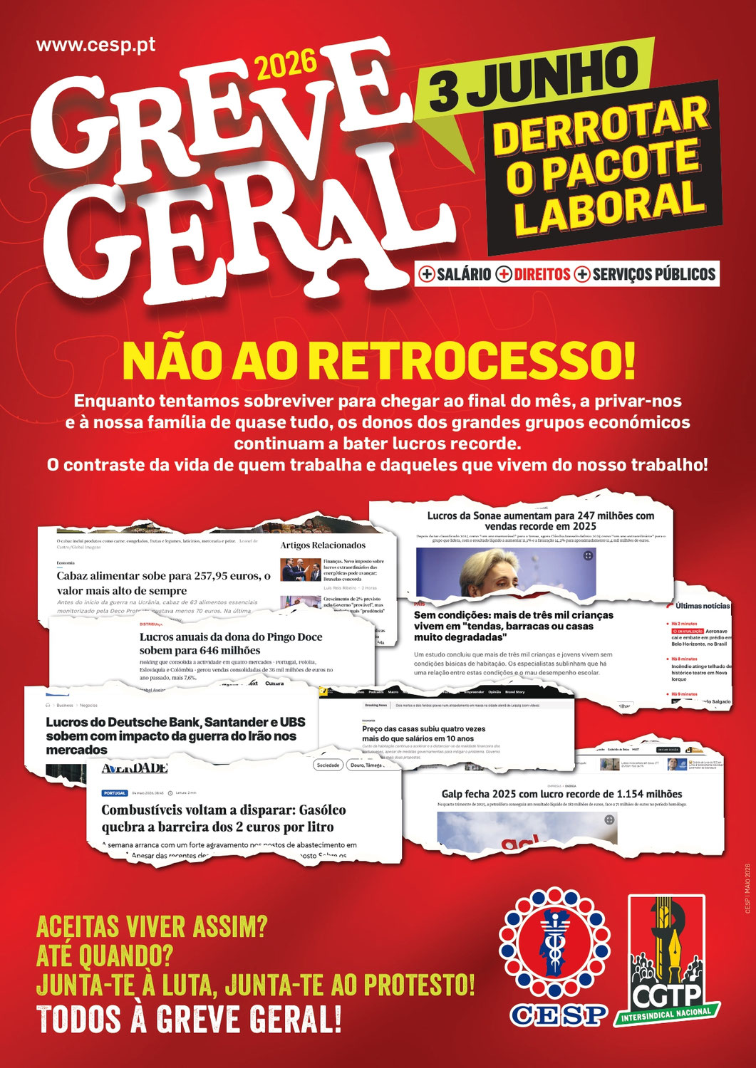 3 JUNHO | GREVE GERAL CONTRA O PACOTE LABORAL
