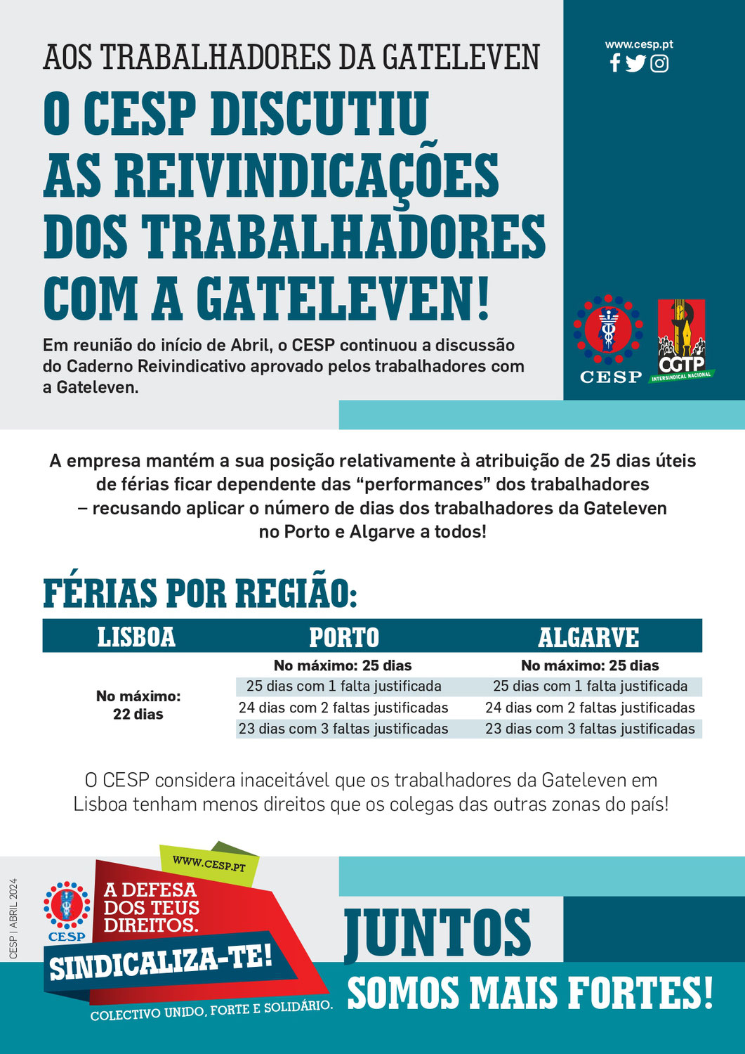 O CESP DISCUTIU AS REIVINDICAÇÕES DOS TRABALHADORES COM A GATELEVEN!