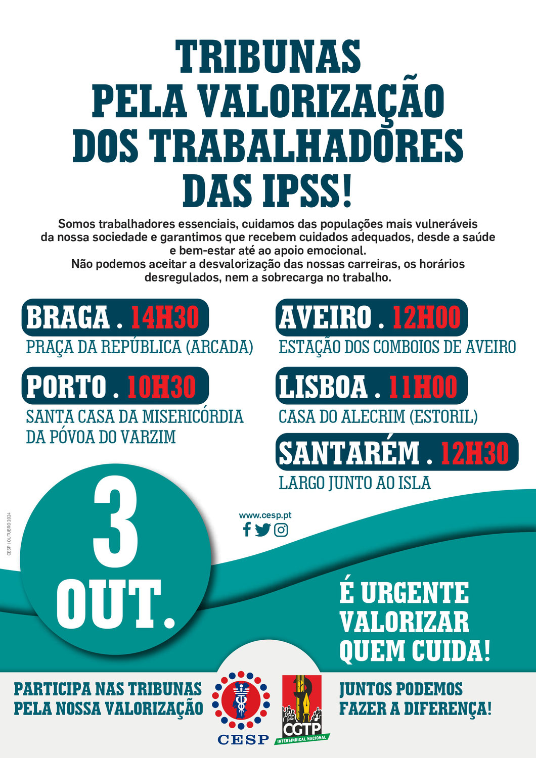 3 OUTUBRO | TRIBUNAS PELA VALORIZAÇÃO DOS TRABALHADORES DAS IPSS!
