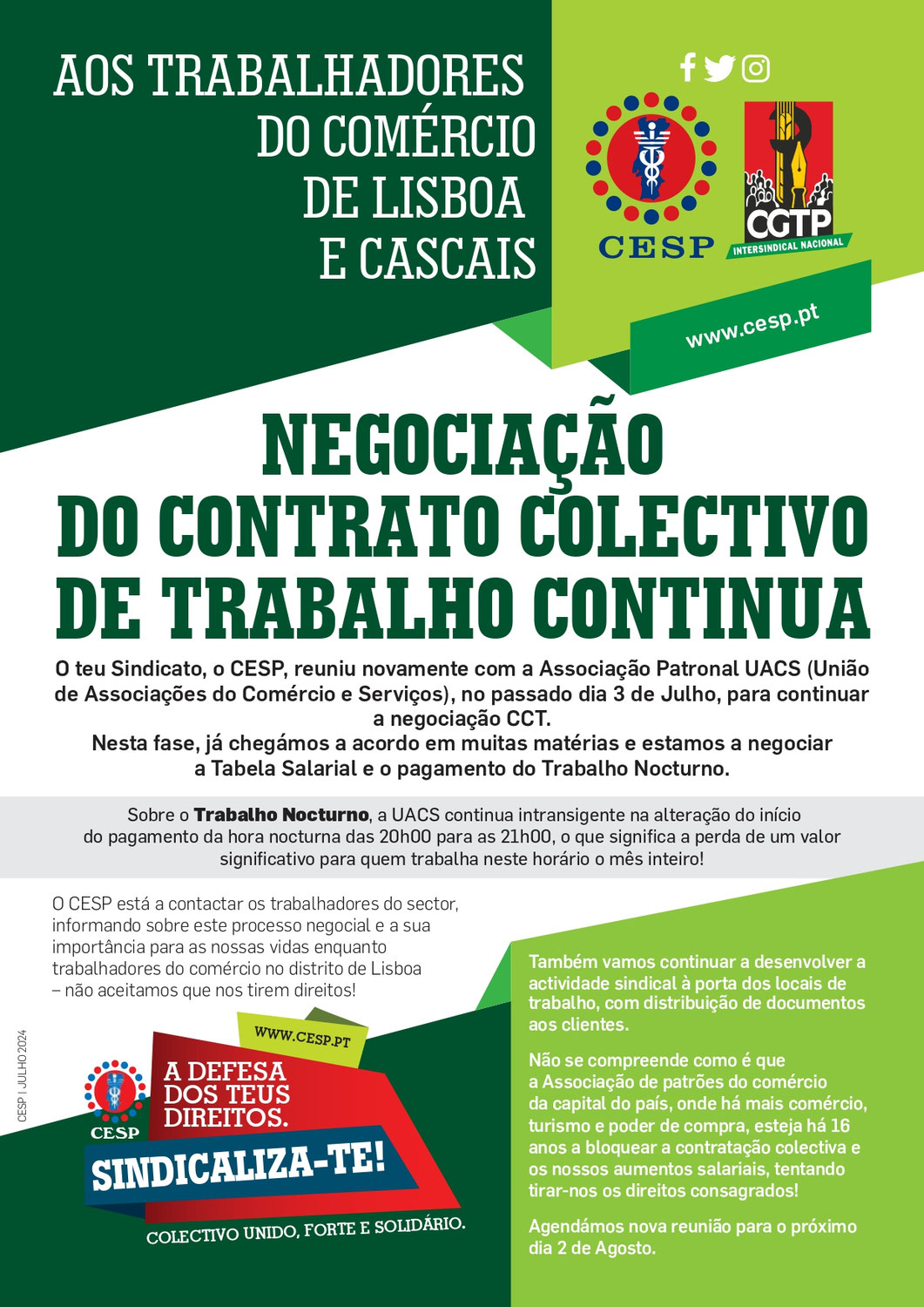 NEGOCIAÇÃO DO CONTRATO COLECTIVO DE TRABALHO CONTINUA