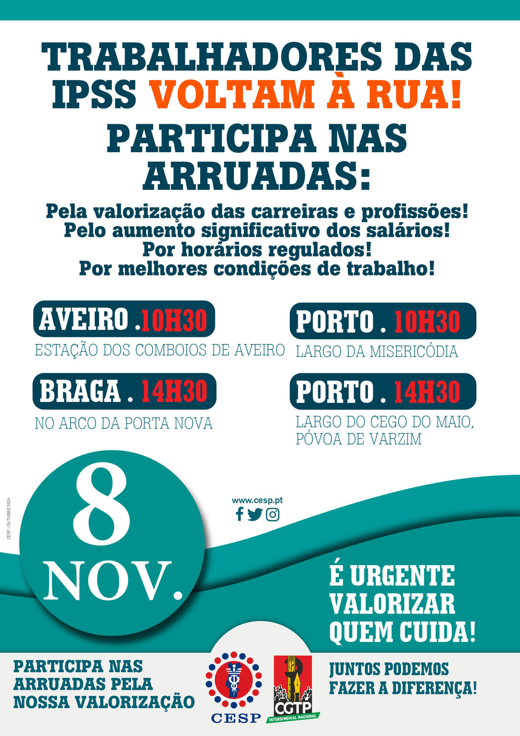 8 NOVEMBRO | TRABALHADORES DAS IPSS VOLTAM À RUA!
