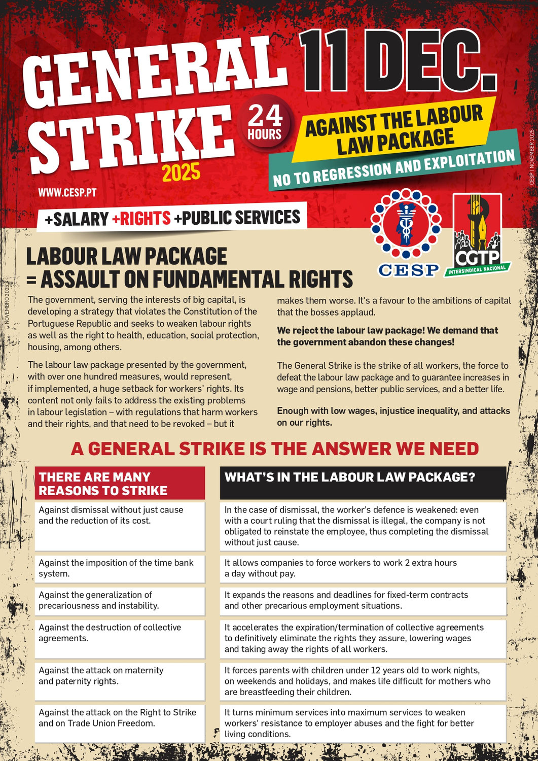 11 DECEMBER | GENERAL STRIKE AGAINST THE LABOUR LAW PACKAGE